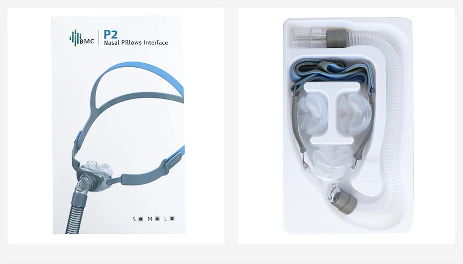 BMC PM2 Nasal Pillow Mask Nose Mask with Headband for CPAP Machine APAP BiPAP S/M/L 3 Sizes Silicone Cushions Apnea CPAP Mask