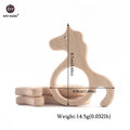 Let's Make 1PC Baby Teether Animal Wood Rings Unicorn Camera Hedgehog Food Grade Wooden Teether Nursing Pendant Teething Toys