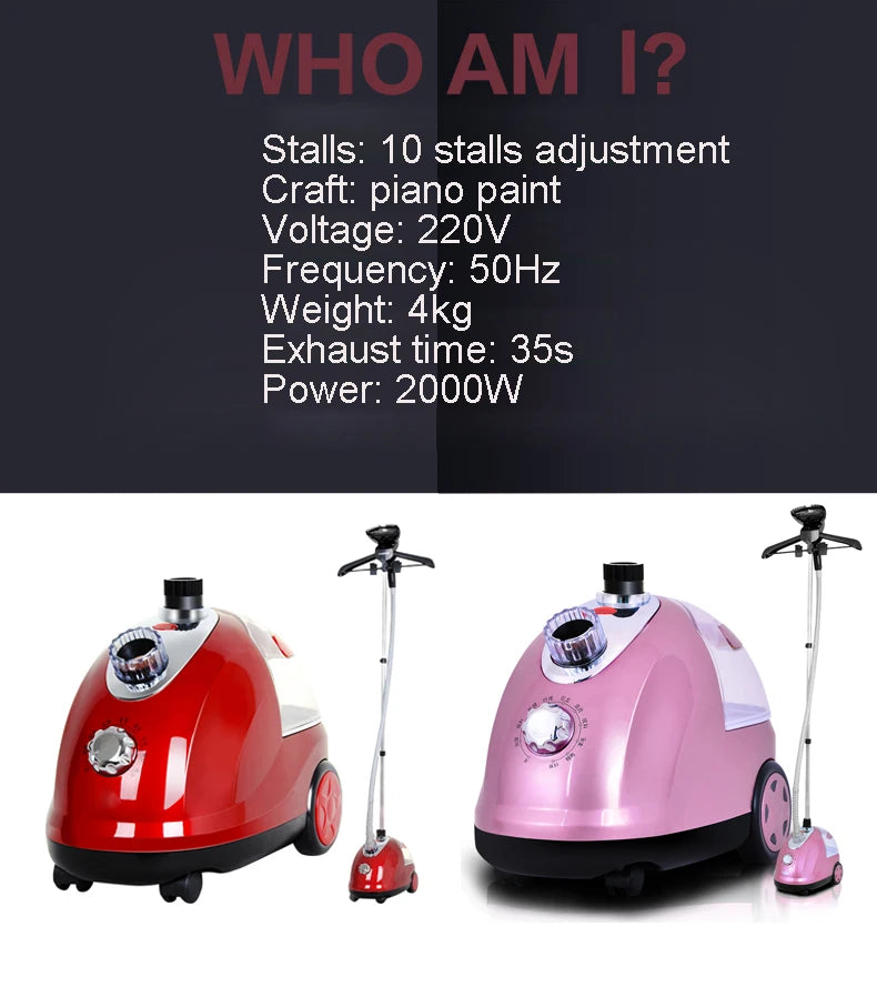 Tidesmit 2000W handheld garment steamer showing steam head and water tank detail for vertical clothes ironing