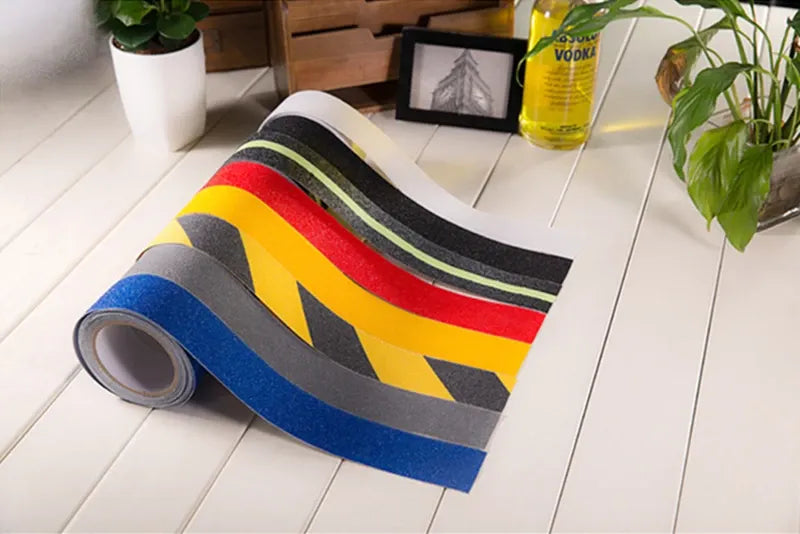 Non-slip safety grip tape roll with multicolor zigzag stripes for floors and steps