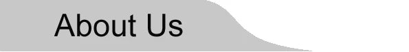 A horizontal gray banner with a curved right edge containing the black text "About Us".