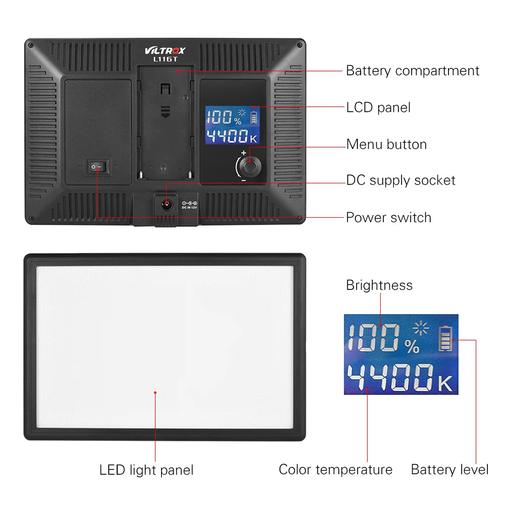 LED Video Light for DSLR Camera - Portable Studio Panel by Tidesmit Tidesmit
