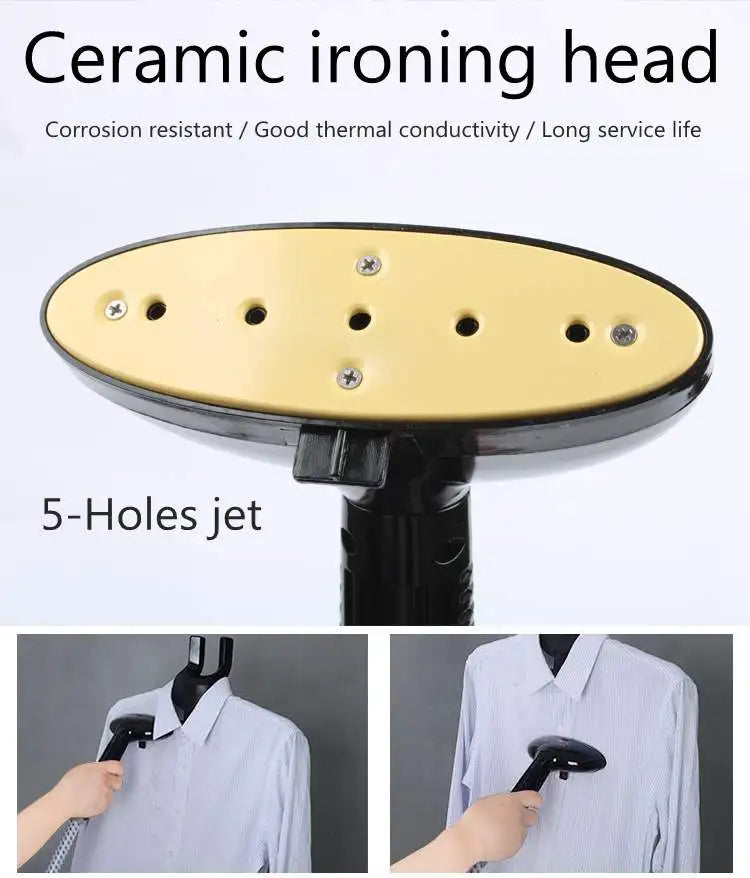 Tidesmit 2000W handheld garment steamer showing steam nozzle and water tank for vertical fabric ironing