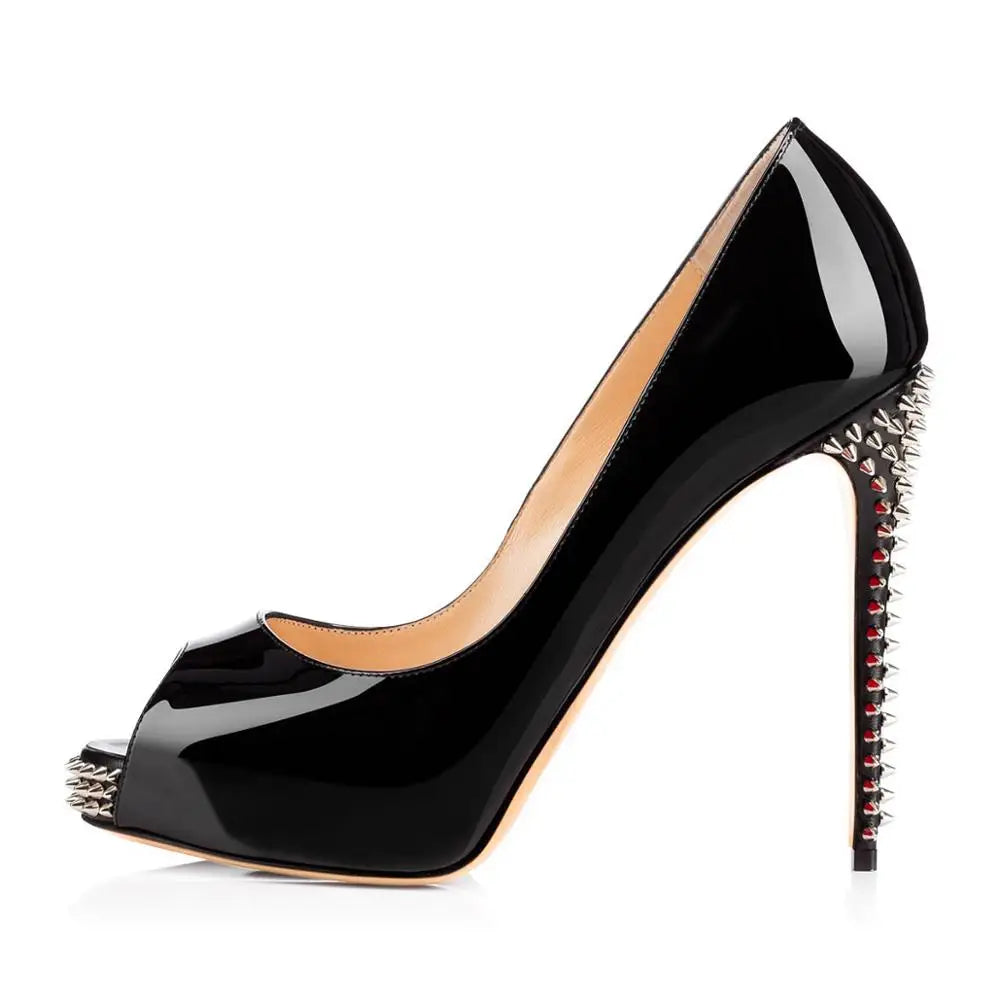 2019  Factory Wholesale Custom Sexy Rivets Heel Platform Leopard High Heel Pumps Shoes with Competitive Price