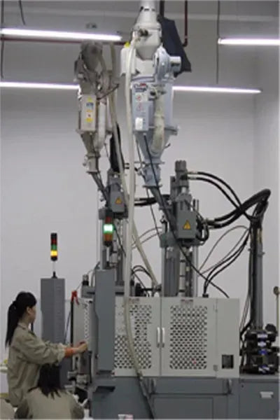 Wireless barcode scanner in industrial automation scene with robot arm