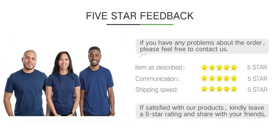 Five-star feedback banner for thermal printer orders