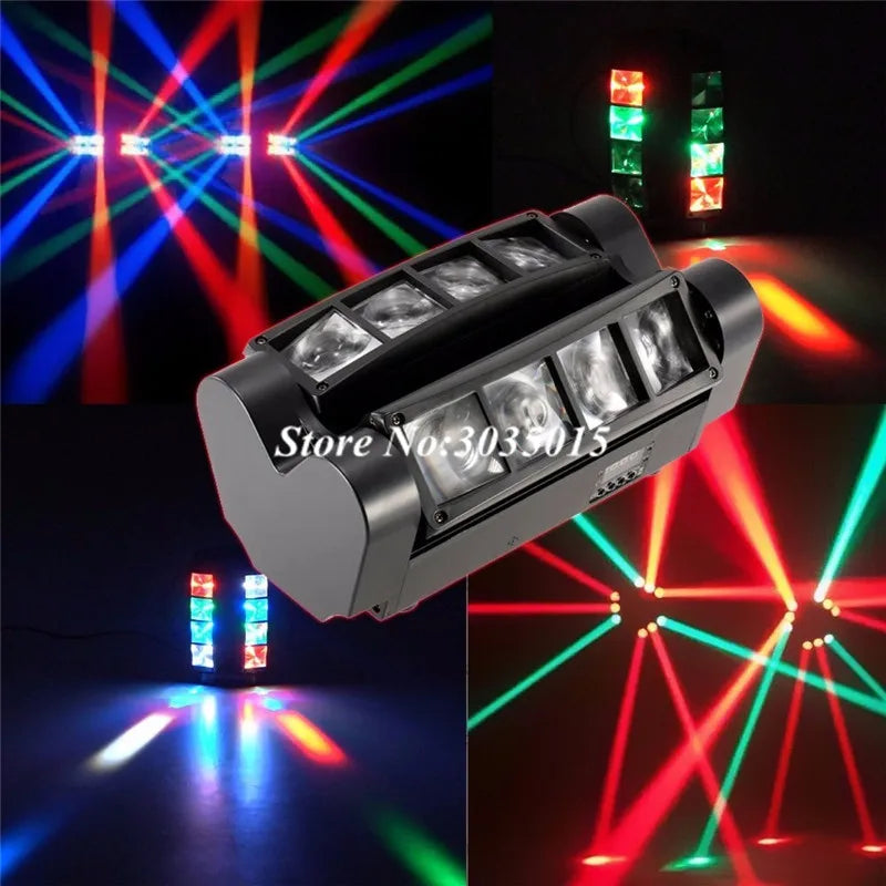 2pcs/lot 8x3W Mini LED Spider Light Sound Mode LED Moving Head Lights LED Beam Stage Dance Hall DJ Bars Party DMX512 Disco Lighting