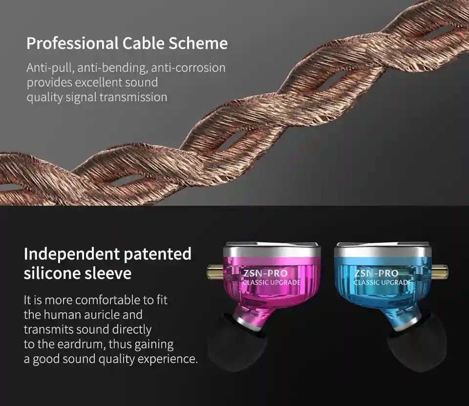 KZ ZSN Pro Hybrid In-Ear Monitors - Balanced Armature & Dynamic Driver Tidesmit