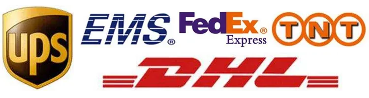 Wireless barcode scanner delivery logos: UPS, EMS, FedEx, DHL, TNT