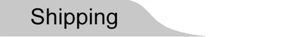A grey graphic banner with the black text "Shipping" on a curved background.