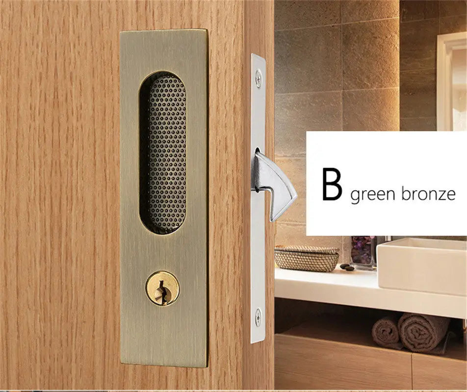 KAK Mute Mortice Sliding Door Lock Hidde Handle Interior Door Pull Lock Modern Anti-theft Room Wood Door Lock Furniture Hardware