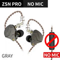 KZ ZSN Pro Hybrid Wired Earphones | High-Fidelity Studio Monitor In-Ear ZSNPro Gray No Mic Tidesmit