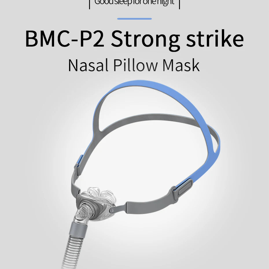BMC PM2 Nasal Pillow Mask Nose Mask with Headband for CPAP Machine APAP BiPAP S/M/L 3 Sizes Silicone Cushions Apnea CPAP Mask