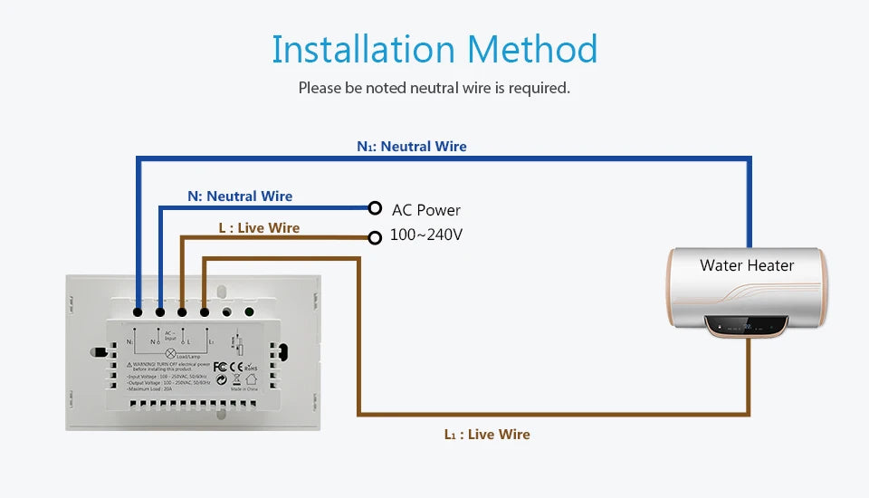 WiFi Boiler Switch 4400W App Timer for Smart Home Energy Management Tidesmit
