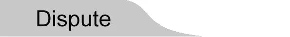 The word "Dispute" in black text centered on a light gray banner with a curved right edge.