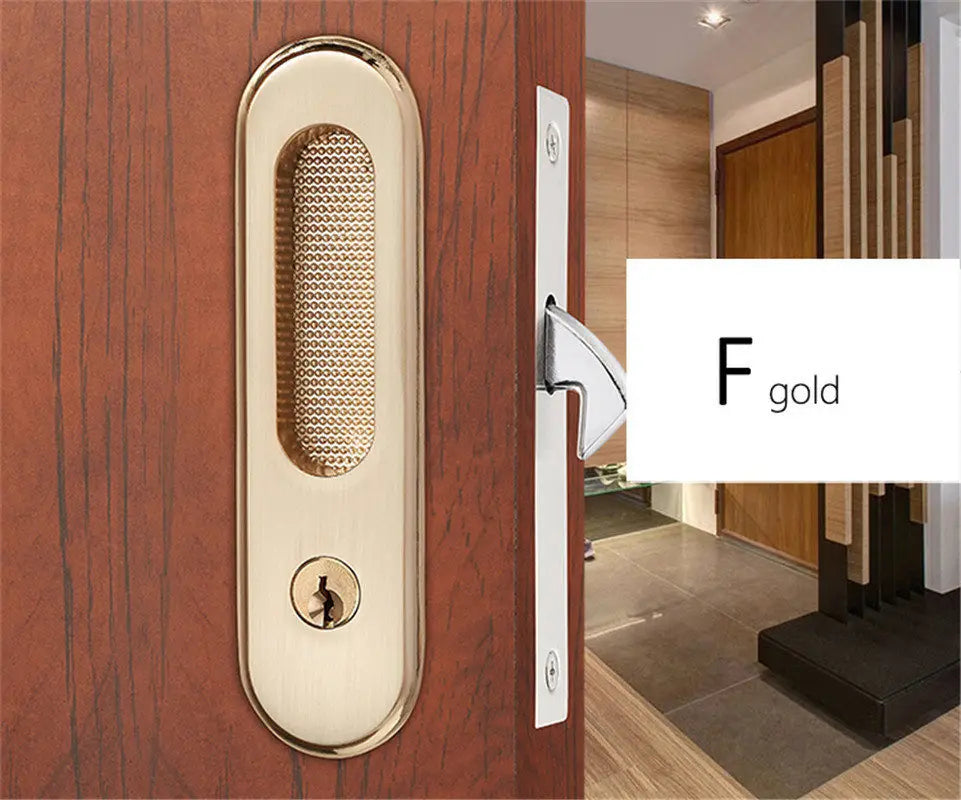 KAK Mute Mortice Sliding Door Lock Hidde Handle Interior Door Pull Lock Modern Anti-theft Room Wood Door Lock Furniture Hardware