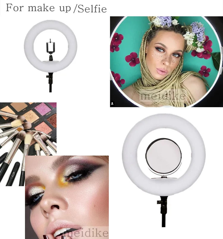 LED Ring Light for Makeup - Dimmable Bi-Color Studio Lamp with Tripod Tidesmit