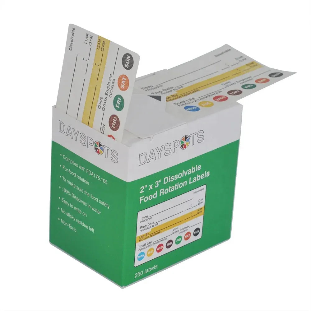 2x3 Inch Dissolvable Food Rotation Label Roll Water Soluble Commercial Grade - Angle/Detail 1
