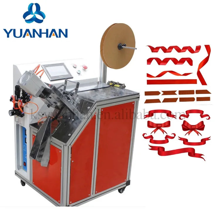 Automatic Trapezoid Rectangle Shape 45 and 135 Degree Webbing Ribbon Rotary Knife Hot and Cold Cutting Machine