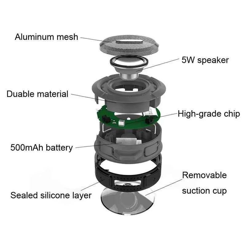 New C6 Active Wireless Speaker Mobile Phone Waterproof with Microphone MP3 Music BT Shower Speaker Support Tf Card My Store