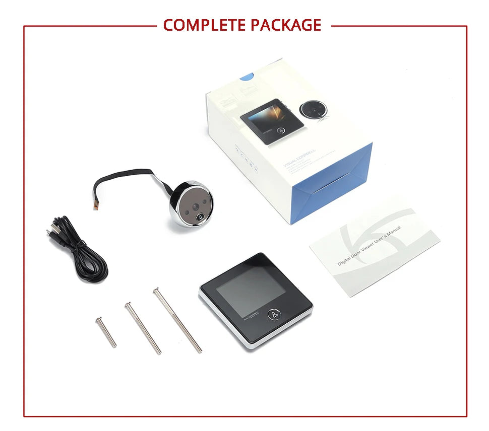 KAK 2.8" LCD Screen Electronic Door Viewer Bell IR Night Door Camera Photo Recording Digital Door Viewer Smart Peephole Doorbell