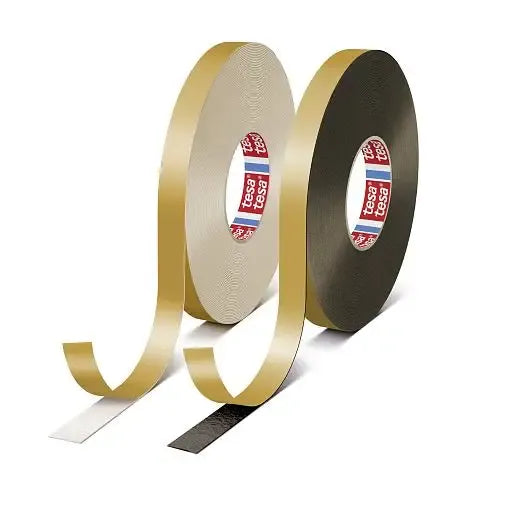 Foam mounting tape double roll set, tan and black tapes with TESA logos