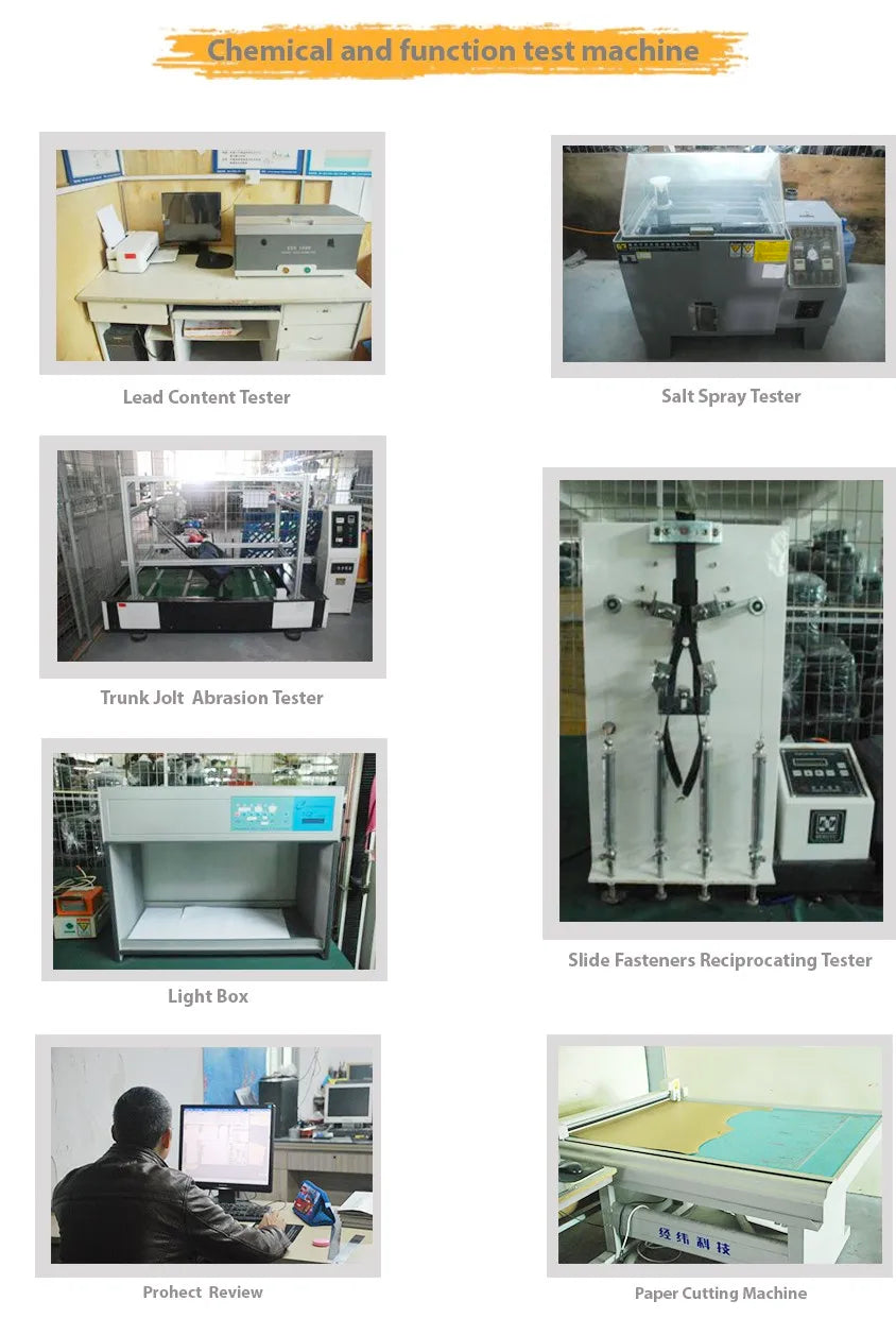 Industrial trunk jolt abrasion testing machine for durable leather handbag quality control in a factory setting.