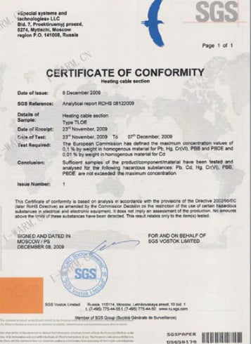The provided image is a Certificate of Conformity document, not a product image of a handbag.
