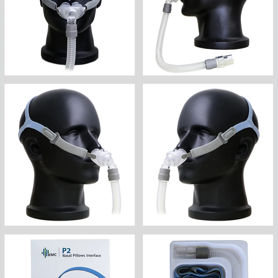 BMC PM2 Nasal Pillow Mask Nose Mask with Headband for CPAP Machine APAP BiPAP S/M/L 3 Sizes Silicone Cushions Apnea CPAP Mask
