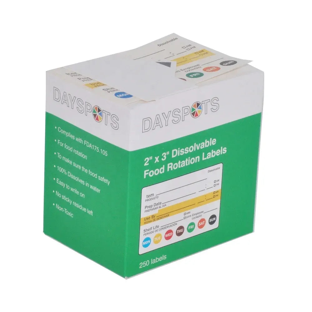 2x3 Inch Dissolvable Food Rotation Label Roll Water Soluble Commercial Grade - Angle/Detail 4