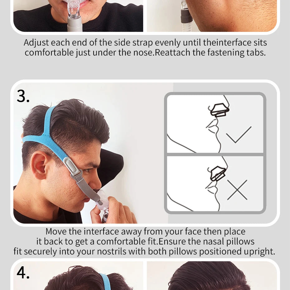 BMC PM2 Nasal Pillow Mask Nose Mask with Headband for CPAP Machine APAP BiPAP S/M/L 3 Sizes Silicone Cushions Apnea CPAP Mask