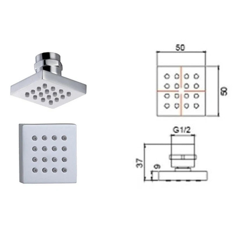 Body Shower Jets Bathroom Solid Brass Square Chrome Plated Spray Shower Head Sprayer Set Saving Water Spa Bath Massage Jet