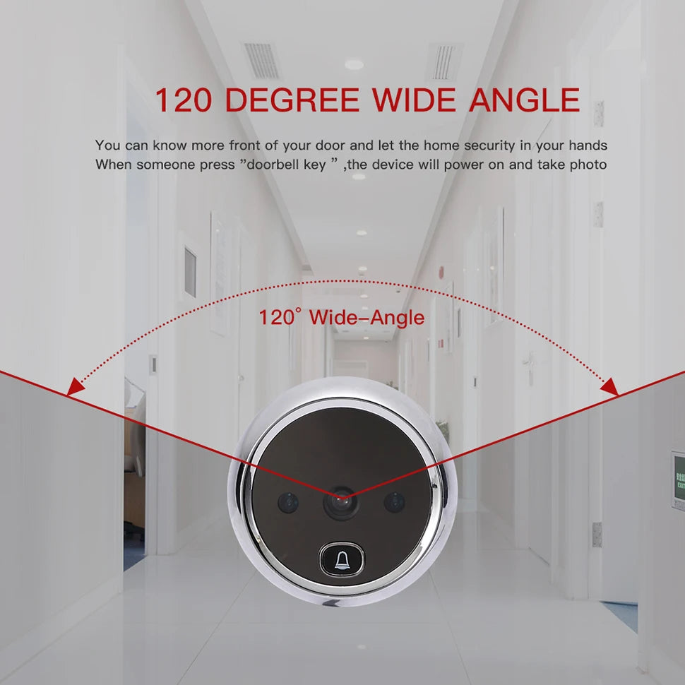 KAK 2.8" LCD Screen Electronic Door Viewer Bell IR Night Door Camera Photo Recording Digital Door Viewer Smart Peephole Doorbell