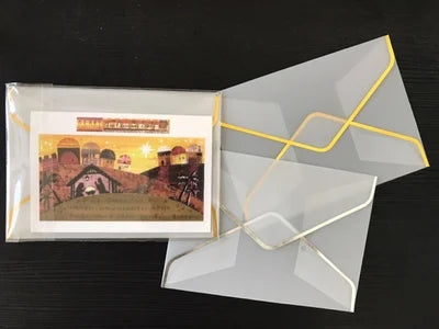 Eco-Friendly Durable Poly Mailing Bag 175x125mm Translucent Glass Paper Gift Envelope with Gold Line Wallet Type