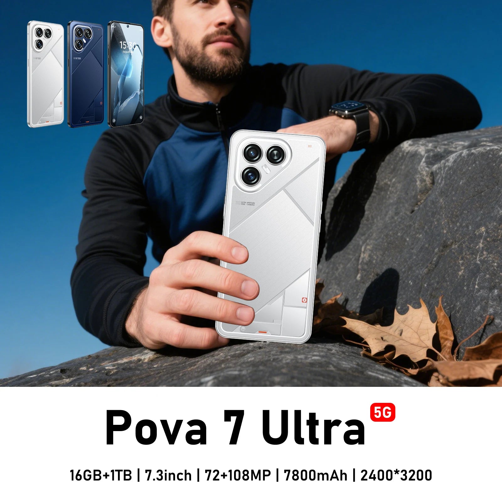 Pova7 Ultra 5G Smartphone, 16GB RAM, 1TB Storage - Black Tidesmit