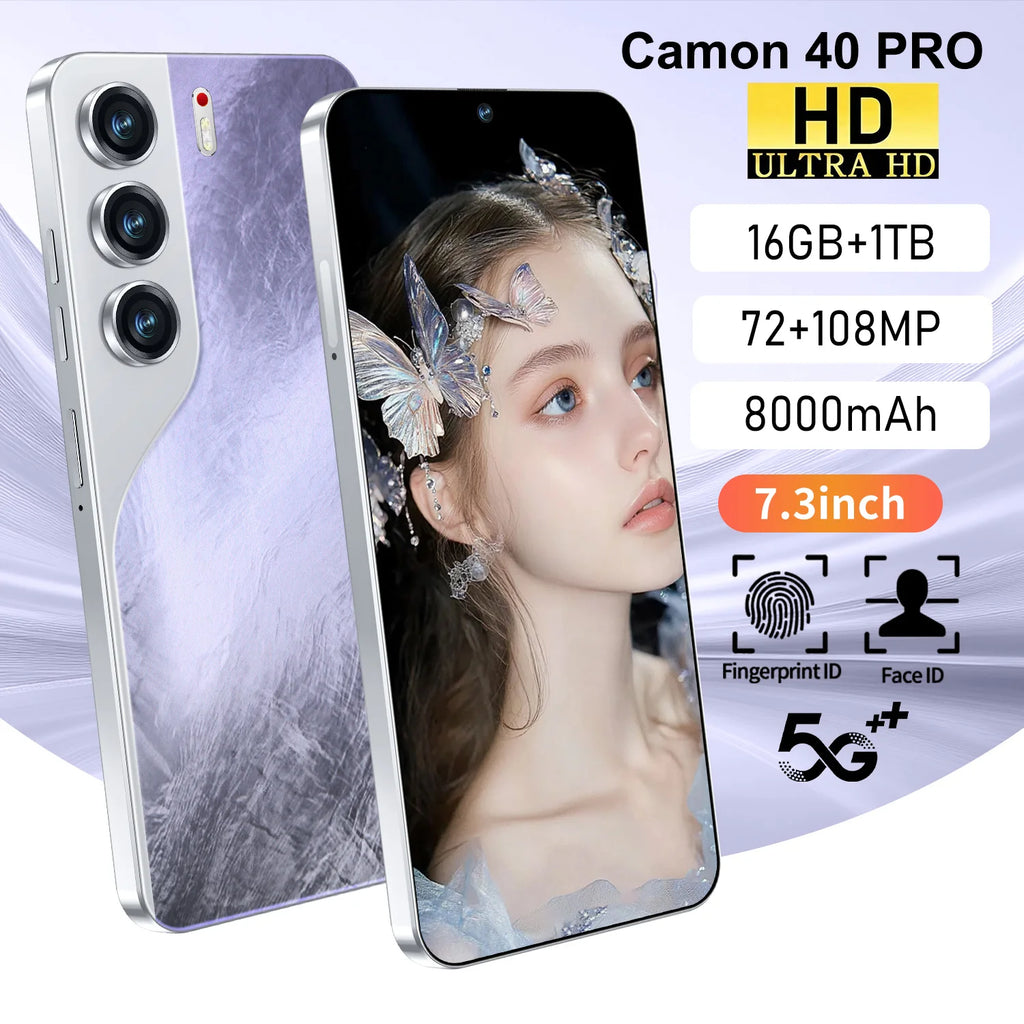 Hot Sale New Camon 40 Pro 16GB+1TB 7.3 Inch 5G Smart Phone QHD Original Unlocked Dual SIM Card Deca Core CDMA French Android 14 - Tidesmit