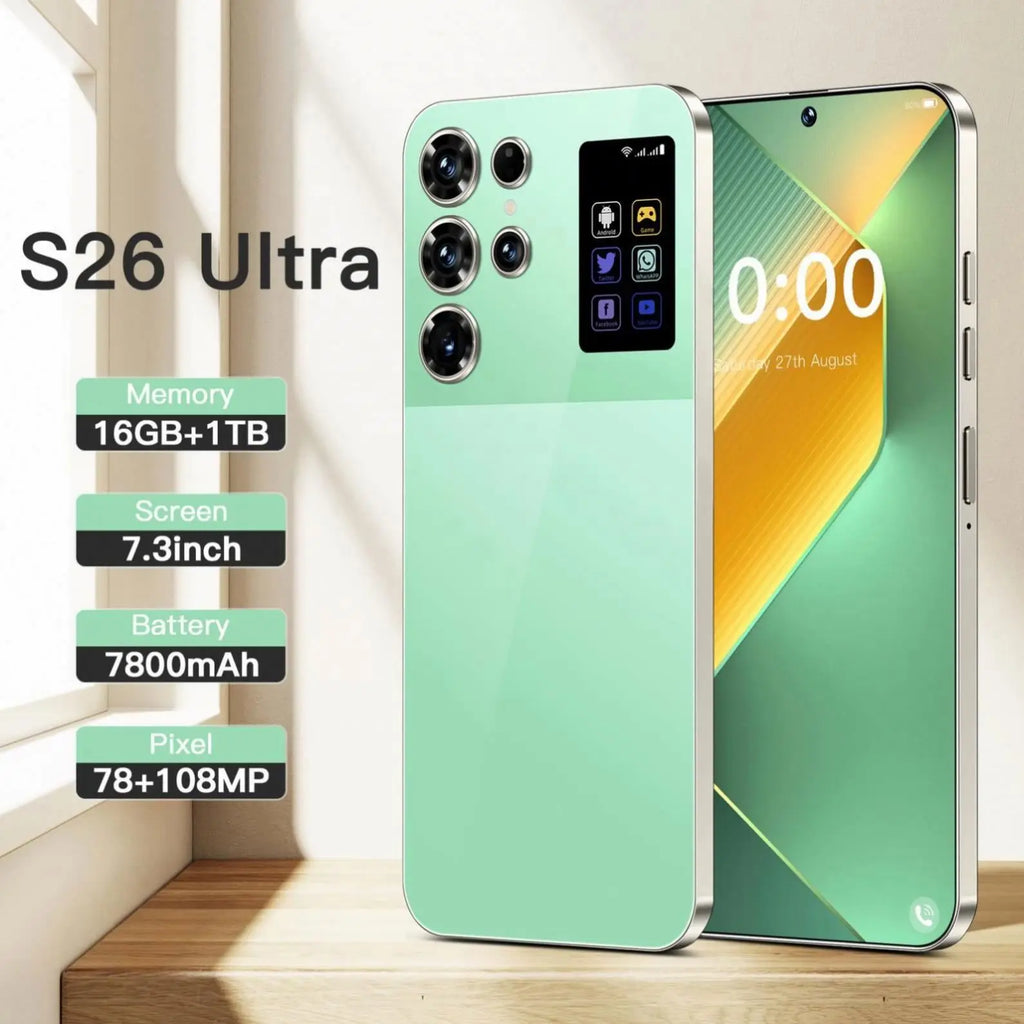 New S26 Ultra 5G smartphone with 16GB RAM and 1TB storage featuring Android 14 and 7 inch gaming display