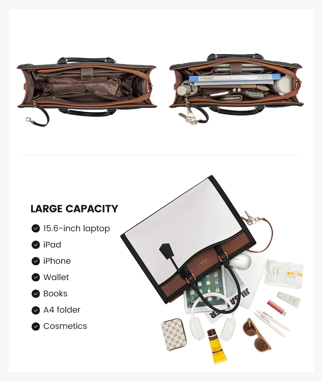 LOVEVOOK 2025 Designer 15.6 17in Laptop Handbag Luxury Tote Bag for Women Ladies Office Travel Daily Work Laptop Tote Hand Bags