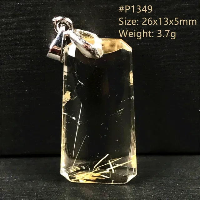 Natural Gold Rutilated Quartz Sterling Silver Pendant Necklace for Women & Men Healing Wealth Gift CCGTC Certified AAAAA