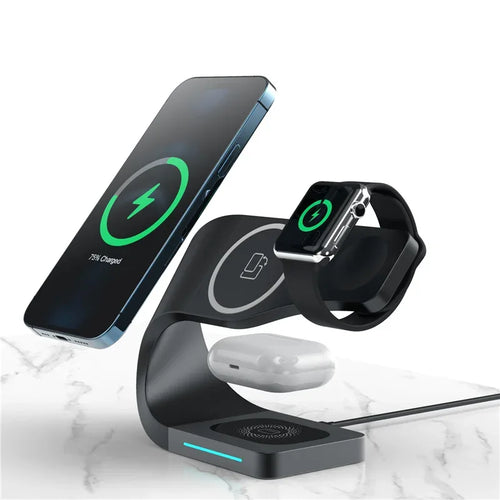 4 in 1 Magnetic Multifuncion Station 3 in 1 Wireless Charger Stand for Phone IWatch 10W 15W Fast Charging - Tidesmit