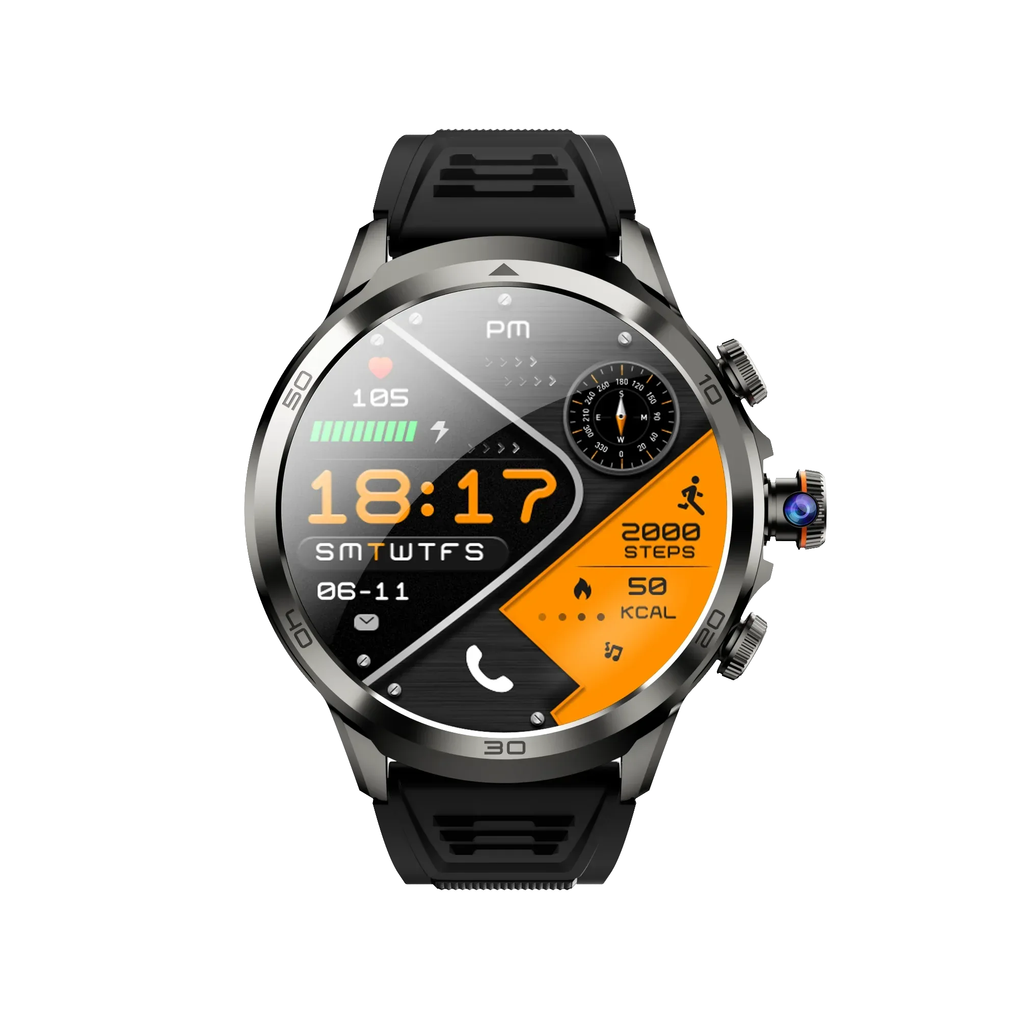 H19 Smart Watch 4G Android 1100Mah Battery 466*466 Display Amoled Heart Rate 1.95 Inch Screen GPS WIFI Smartwatch Men SimCard - Tidesmit