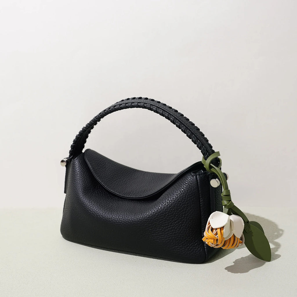 2026 Crossbody Bag Small Tote Cute Purse for Women Top Woven Handle Handbag Genuine Leather Shoulderbag with Detachable Strap