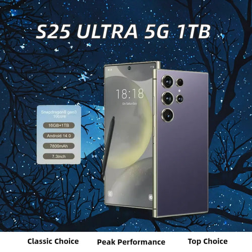 S25 Ultra 5G smartphone featuring 16GB RAM 1TB storage 108MP camera and HD display in gallery view