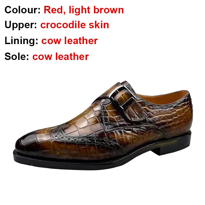 Hot-selling Handmade Formal Men's Shoes Customized Crocodile Leather Party Shoes for Men Monk Strap Luxury Dress Shoes Men