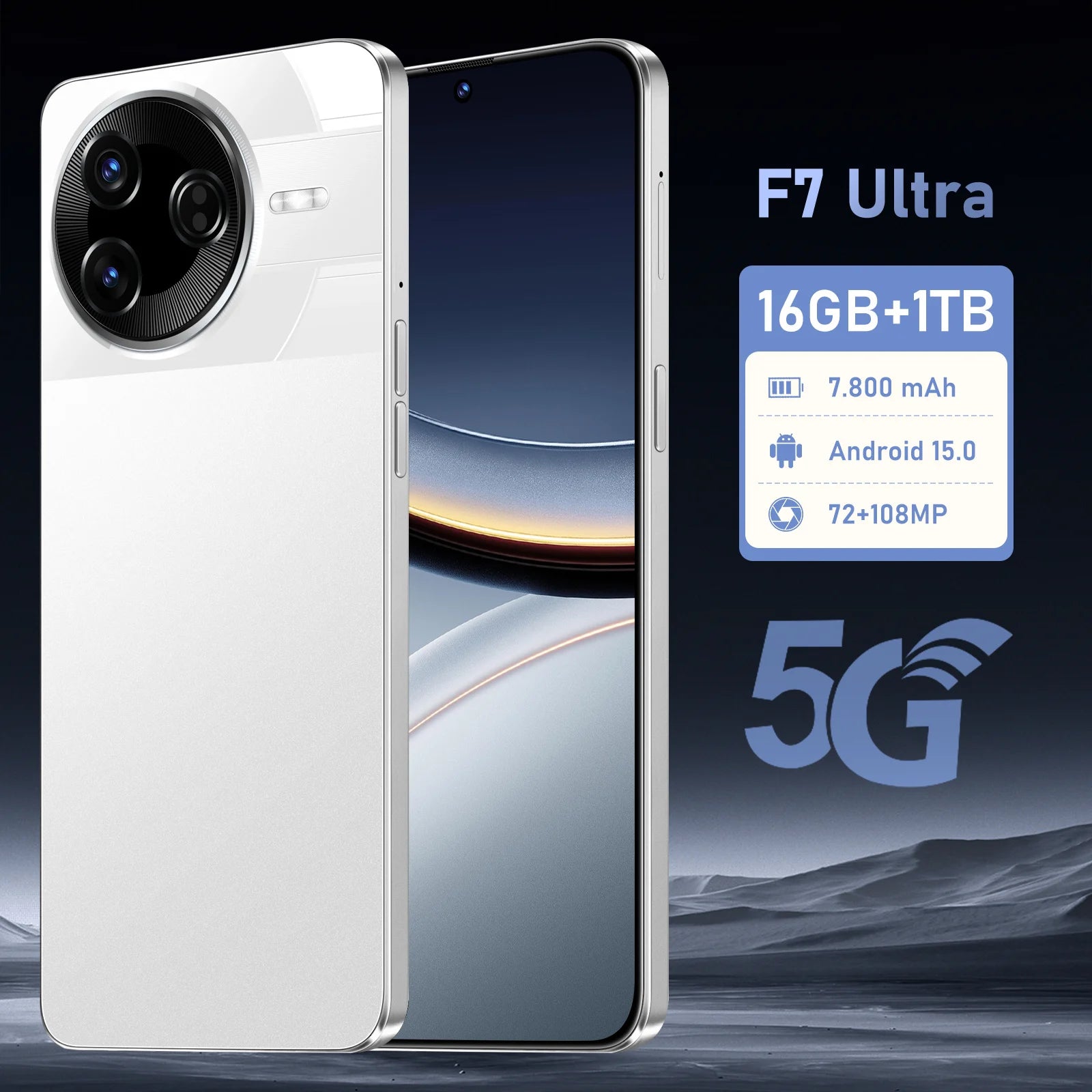 Tidesmit 5G Android 15 Smartphone, 1TB Storage, 16GB RAM Tidesmit