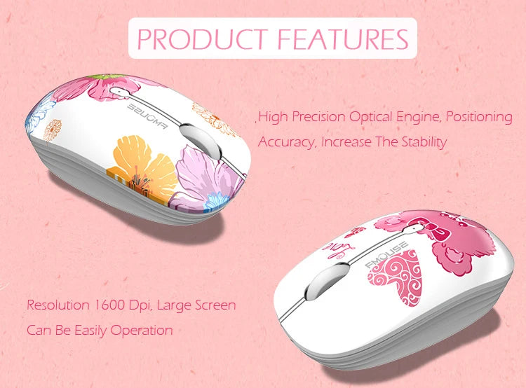 M101 Ergonomics Wireless Mouse 2.4G Cute Optical Cartoon Computer Silent Mice With USB Receiver for Laptop Kid Girl Gift Macbook