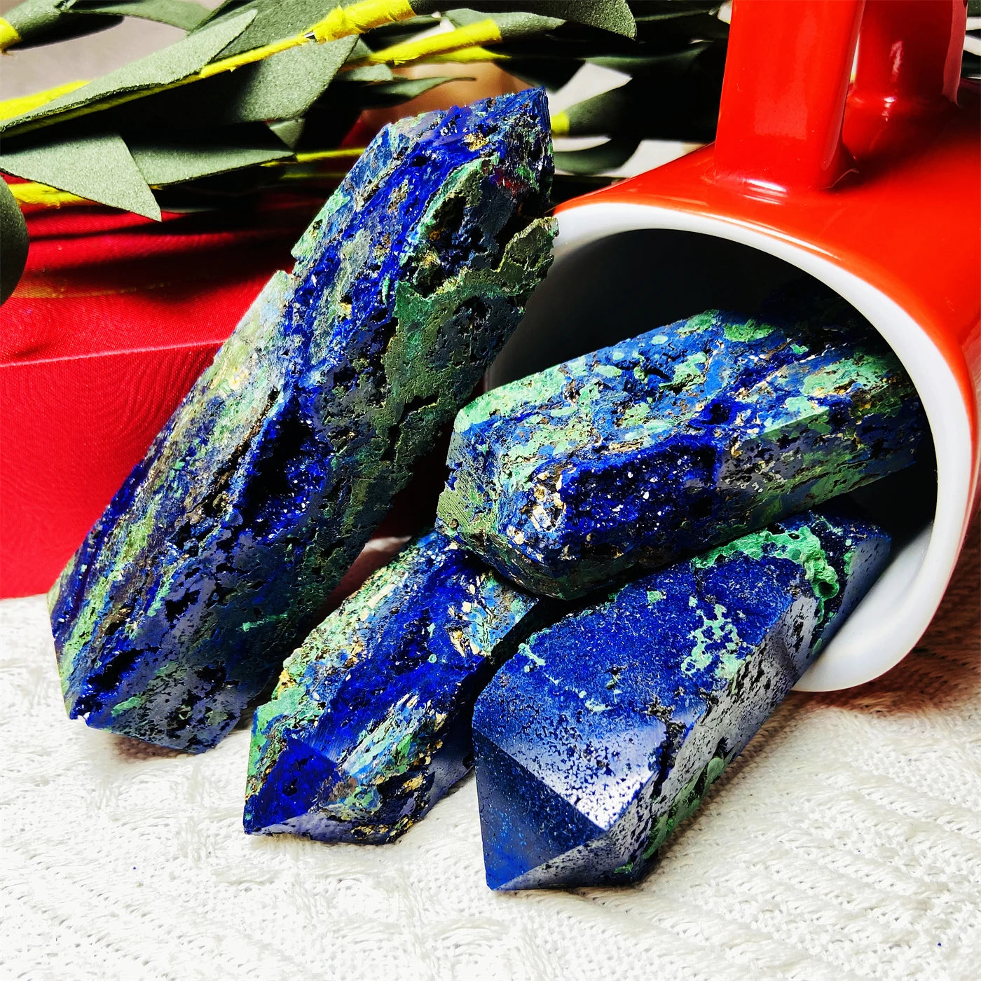 Wholesale Crystal Point Crystals Healing Stone Blue Malachite Wand Rare Azurite Tower for Home Decor