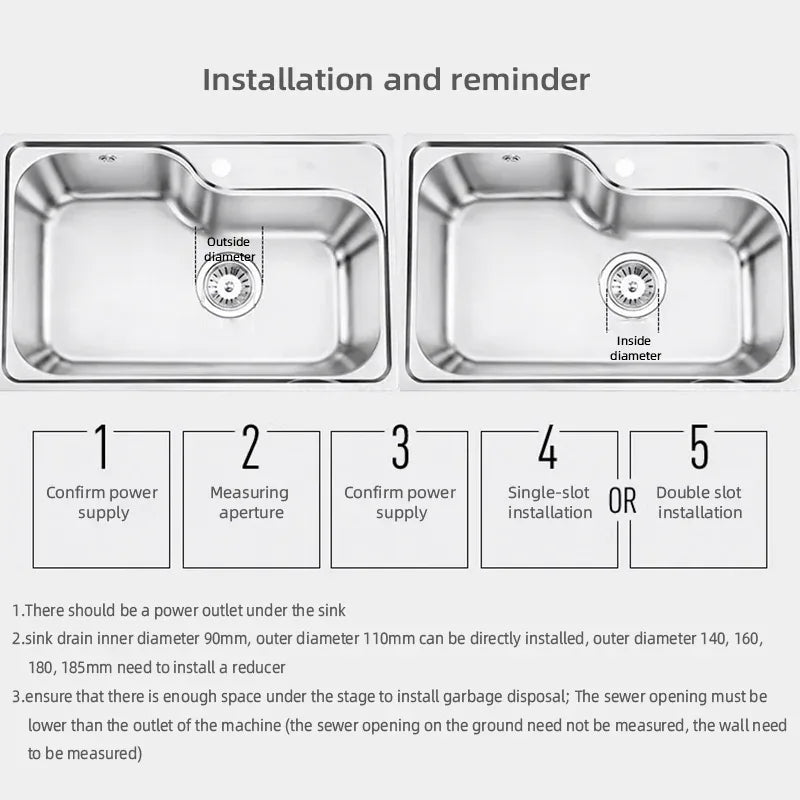 OEM ODM Complete Certification Double Stage Sink Food Waste Disposer 560W 0.75Hp DC Motor Kitchen Food Waste Shredder - Tidesmit