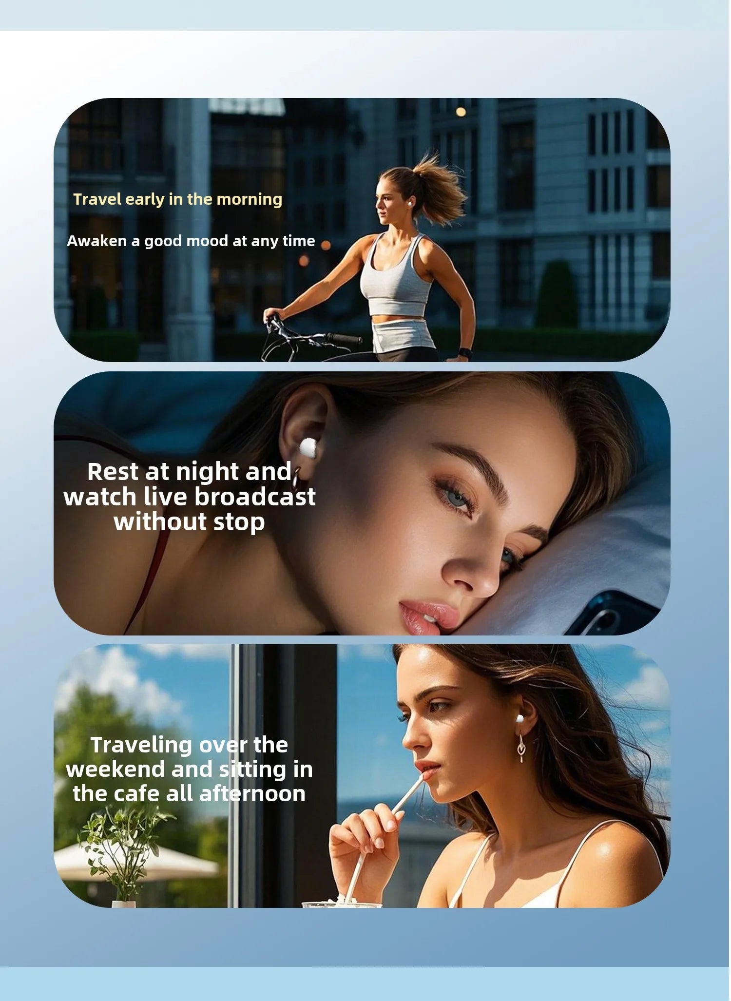 Mini Wireless for Bluetooth Earbuds Long Battery Life Noise Cancelling LED for Sleep/Work In-Ear Tidesmit