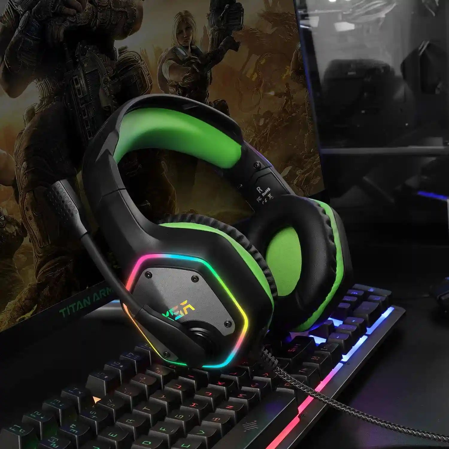 Wireless Gaming Headset with Mic - 7.1 Surround Sound for PC and PS5 Tidesmit